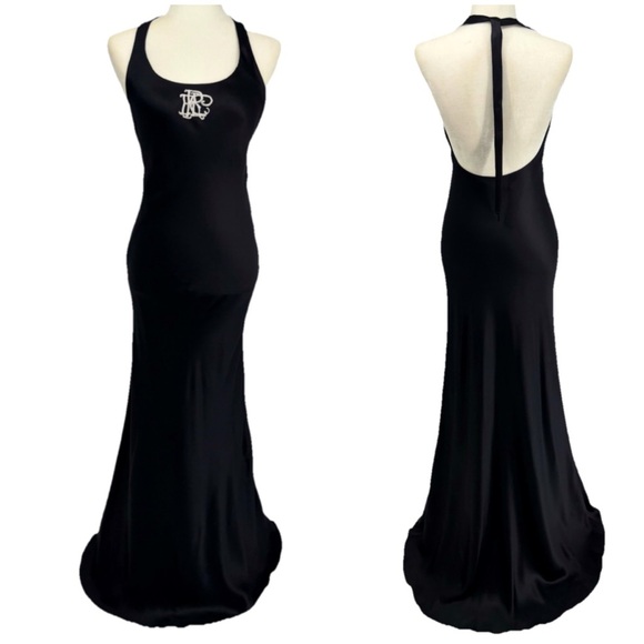 Ralph Lauren Collection Purple Label Maxi Slip Dress Beaded Silk Gown White Logo - Picture 1 of 16